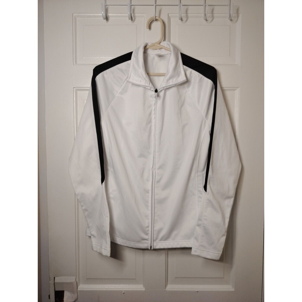 Xersion Athletic Jacket Size M White Black Full Zip Pockets